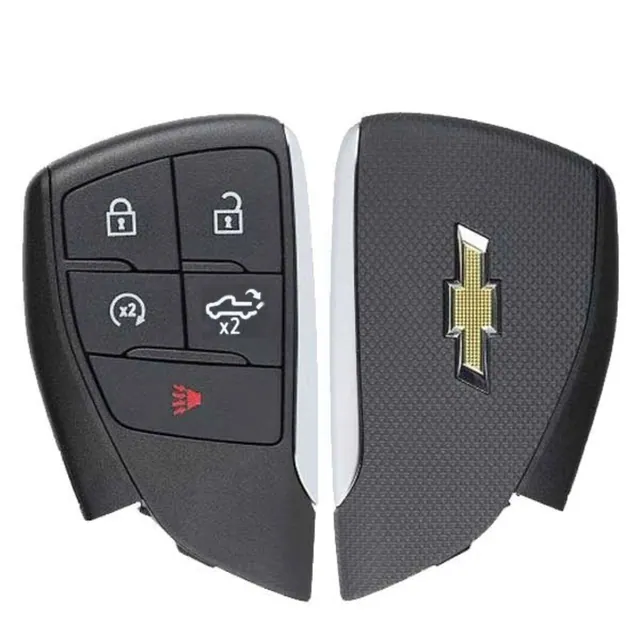 Front and back of a Chevrolet smart key with the Chevrolet emblem