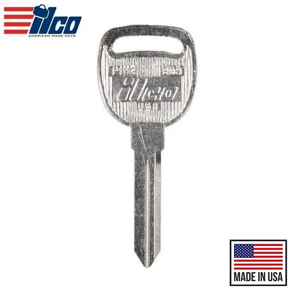 Oldsmobile mechanical key photographed for the UHS Hardware product catalog