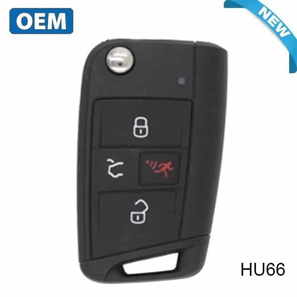 Volkswagen flip key photographed for the UHS Hardware product catalog